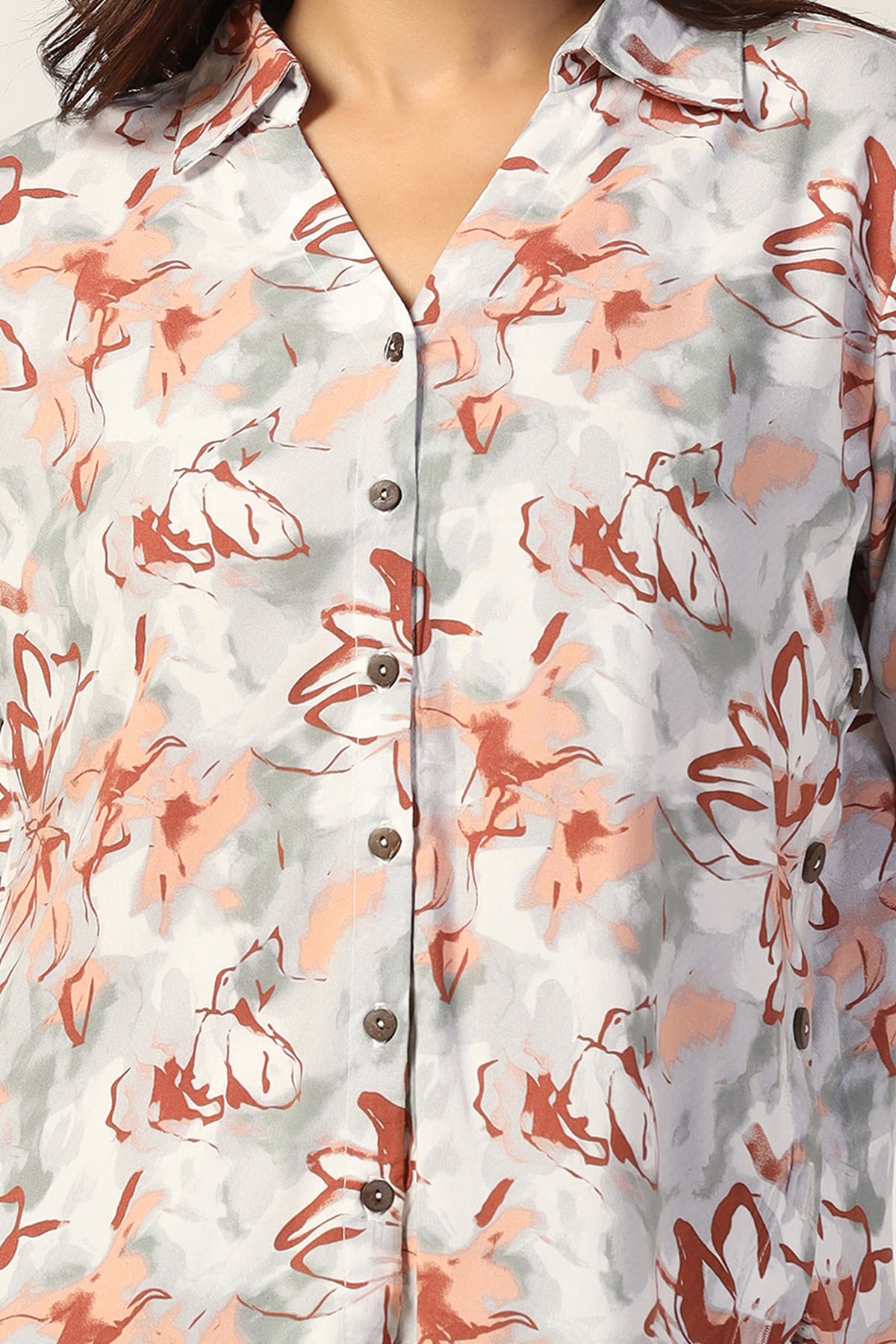 Printed Off White Shirt For Women