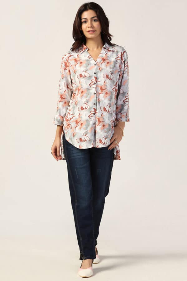 Printed Off White Shirt For Women