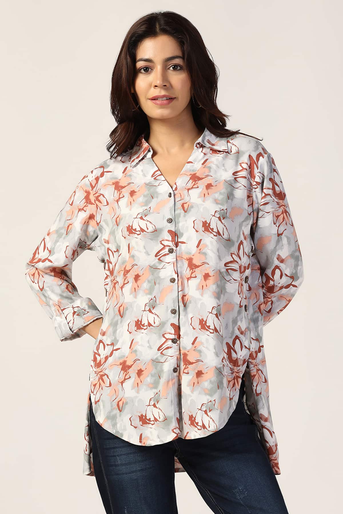 Printed Off White Shirt For Women