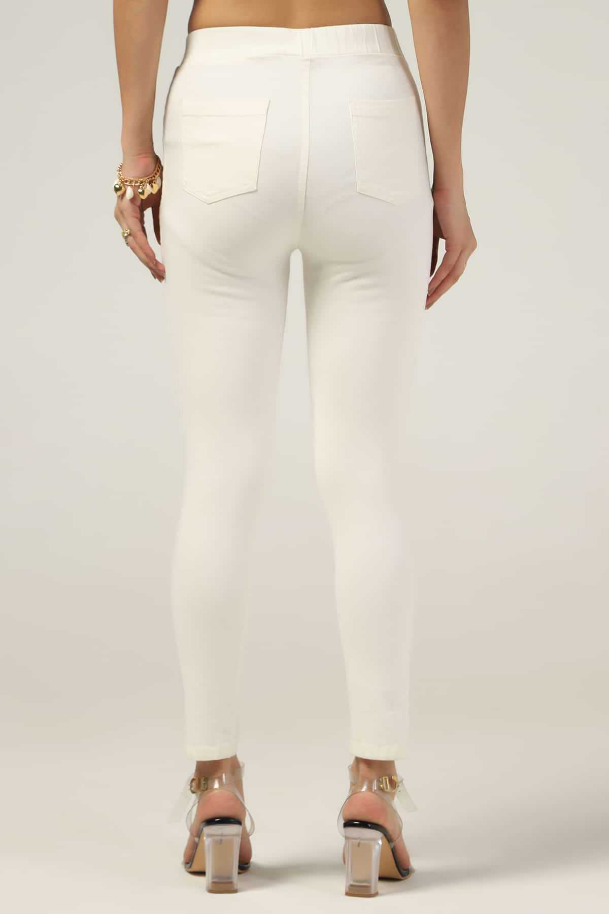 White Slim Fit Pants For Women