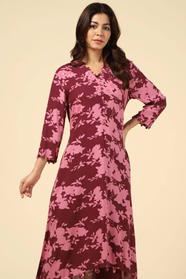 Printed Pink Kurta For Women