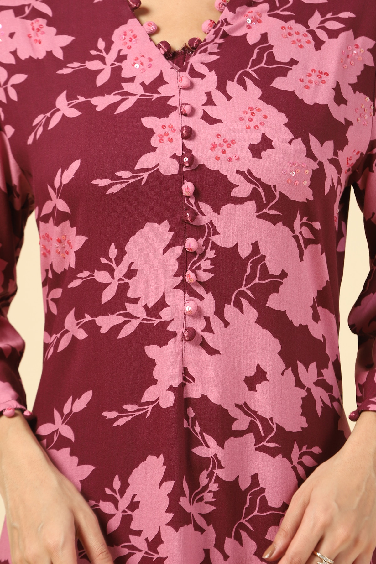 Printed Pink Kurta For Women