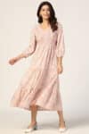 Dobby Peach Dress For Woman