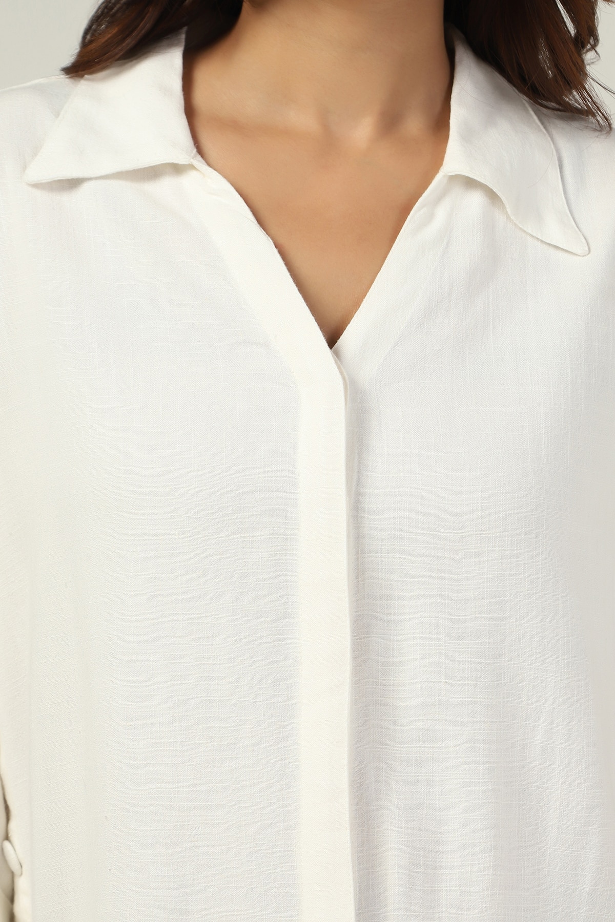 Viscose Linen White Shirt For Women