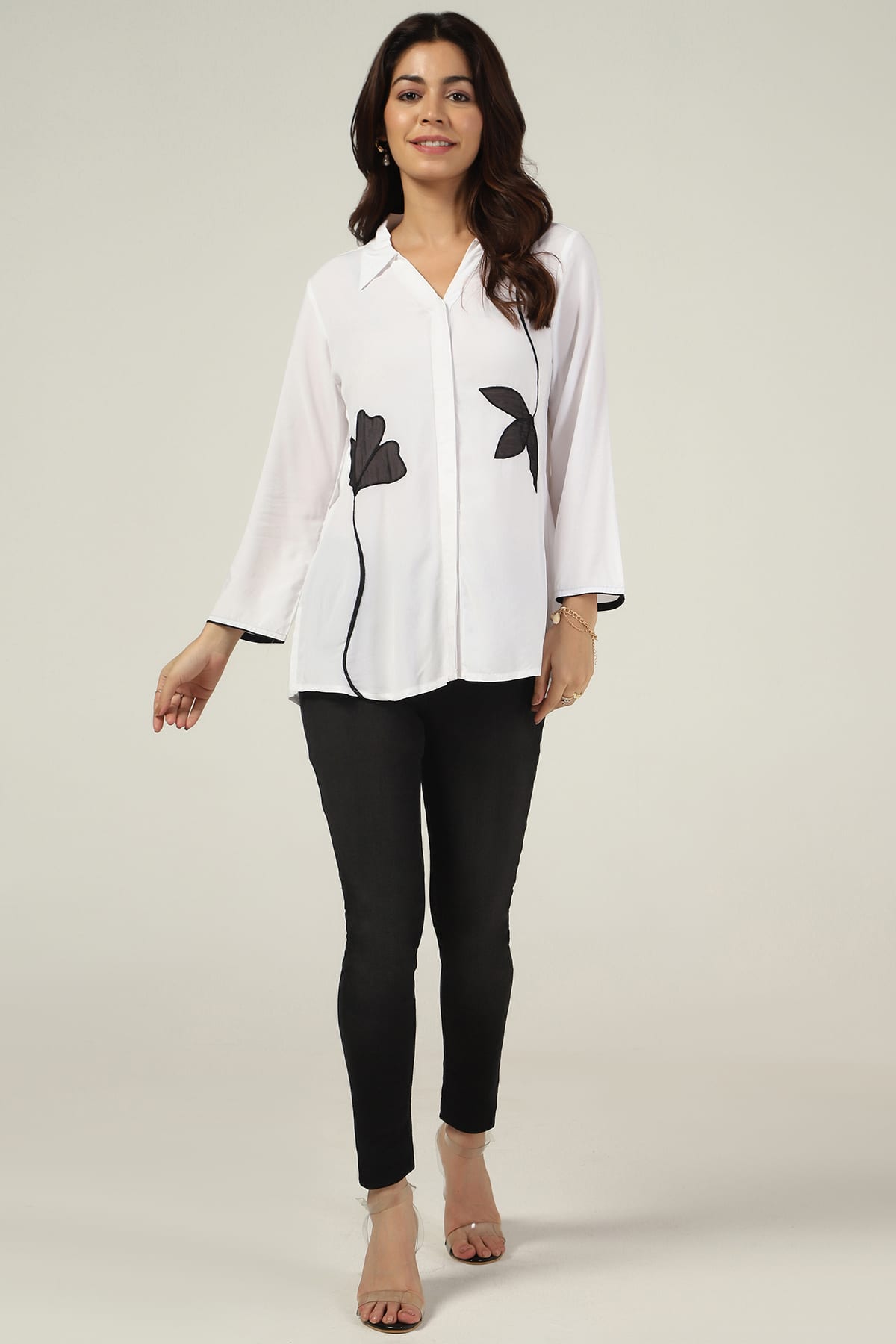 White Embroidered Rayon Modal Tunic - Image 5