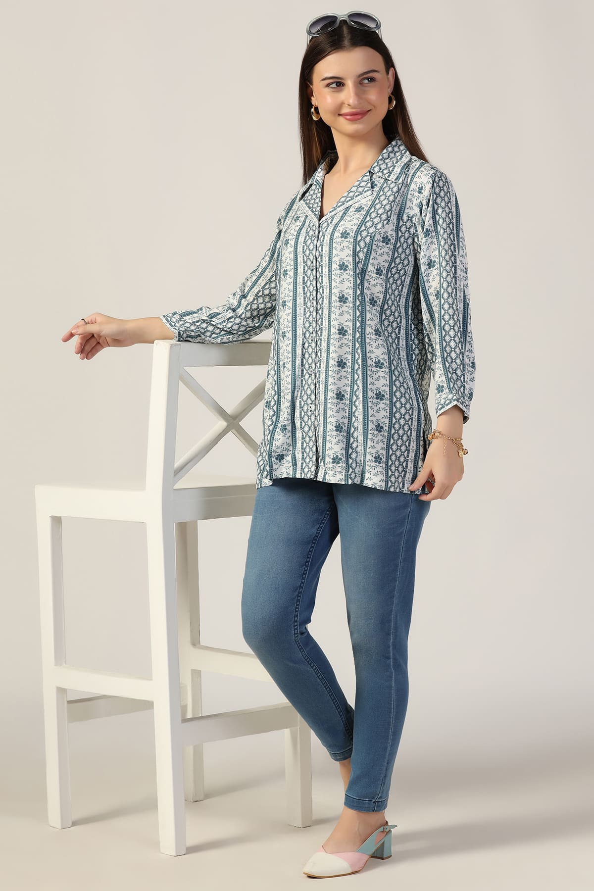 Printed Grey Shirt For Women