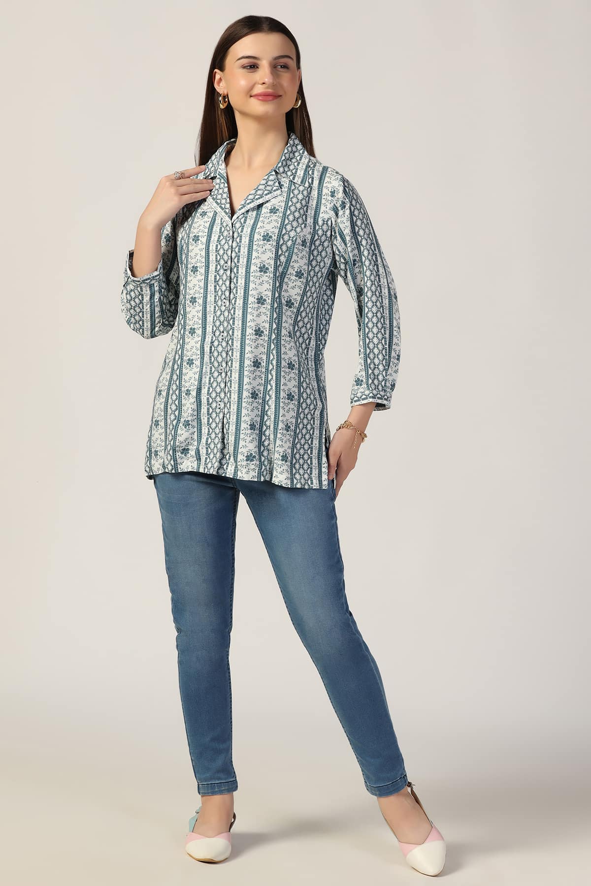 Printed Grey Shirt For Women