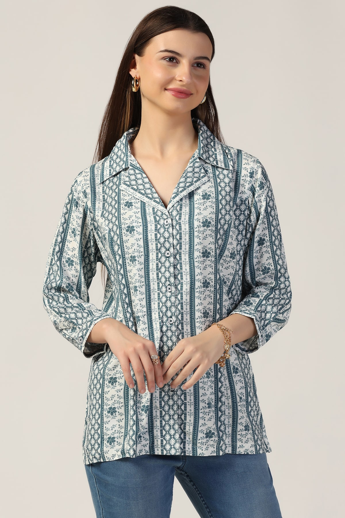 Printed Grey Shirt For Women