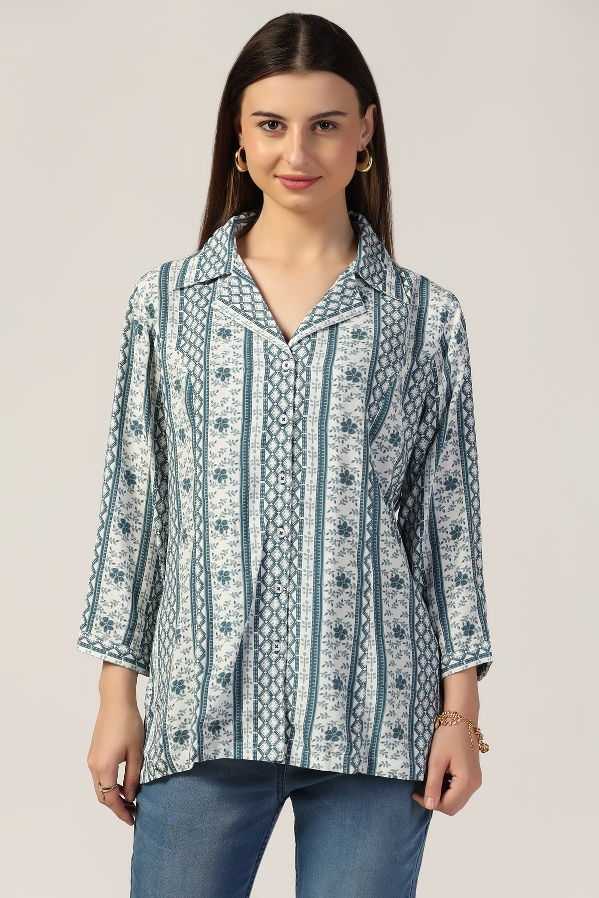 Printed Grey Shirt For Women
