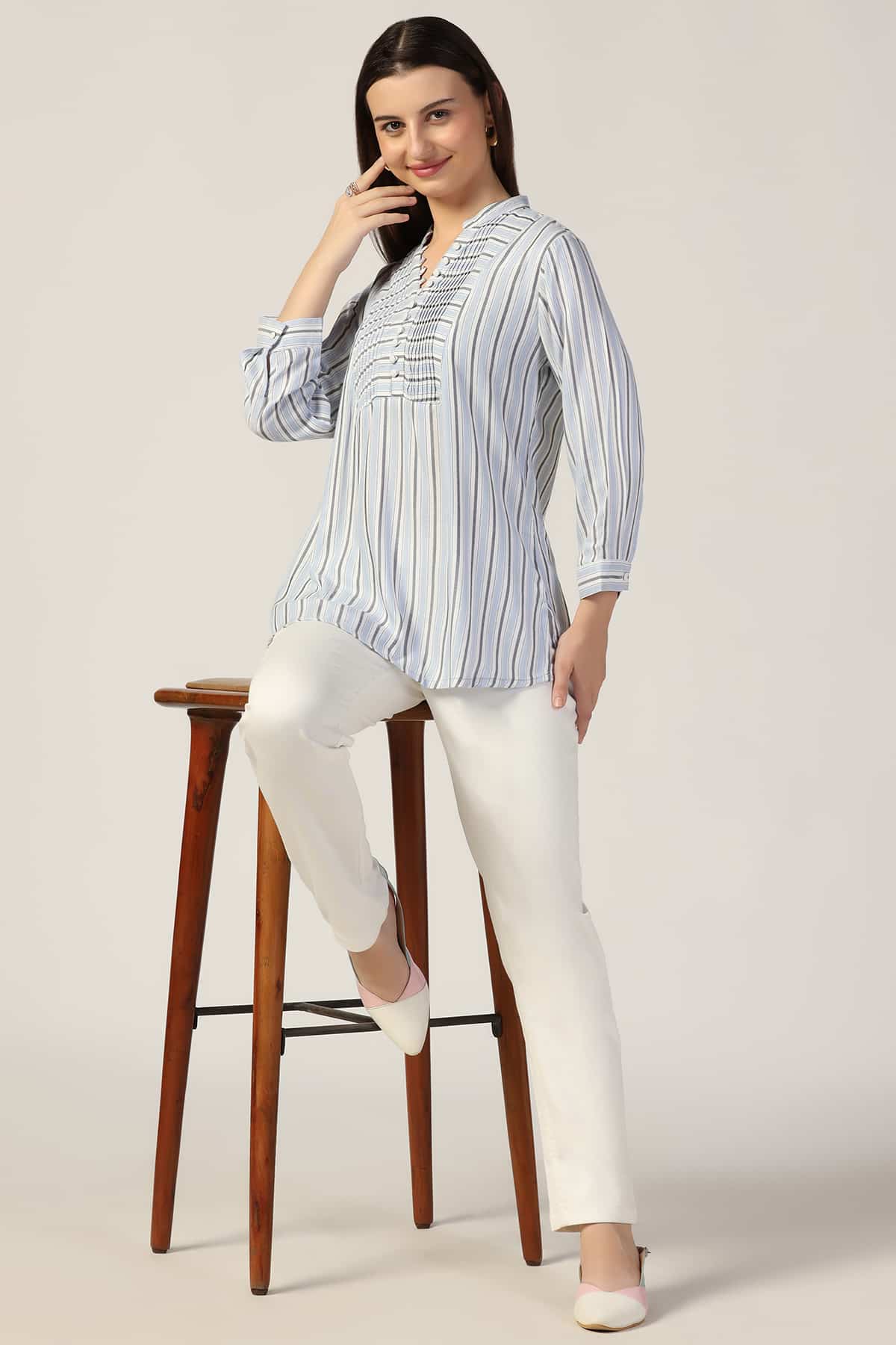 White and Blue Business Casuals For Women