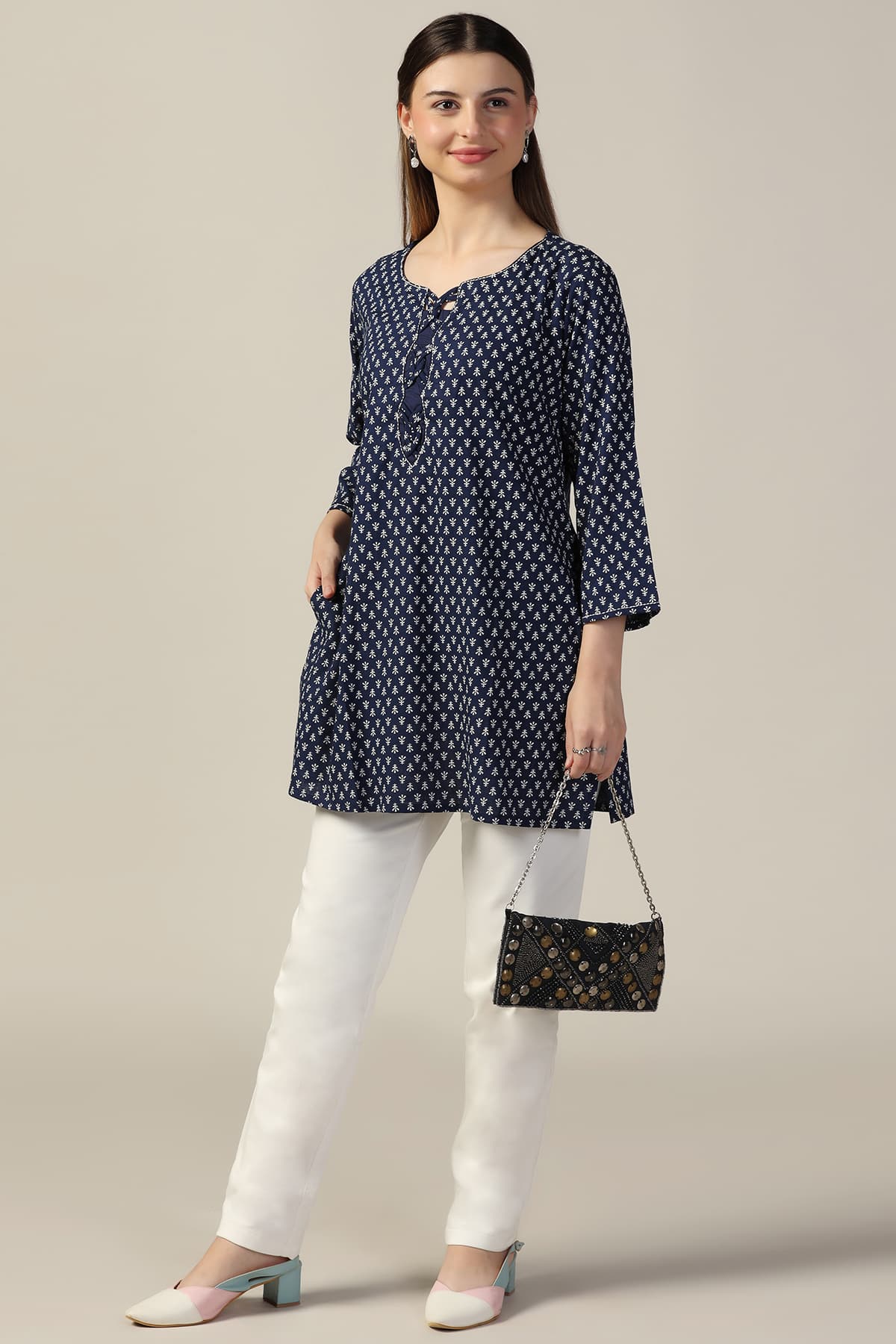 Linen Blue Tops For Women