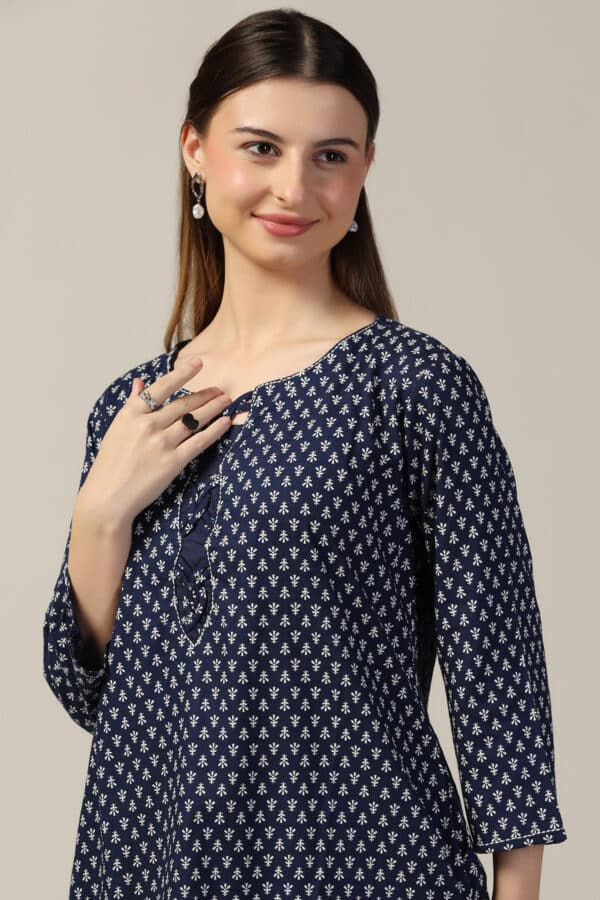 Linen Blue Tops For Women