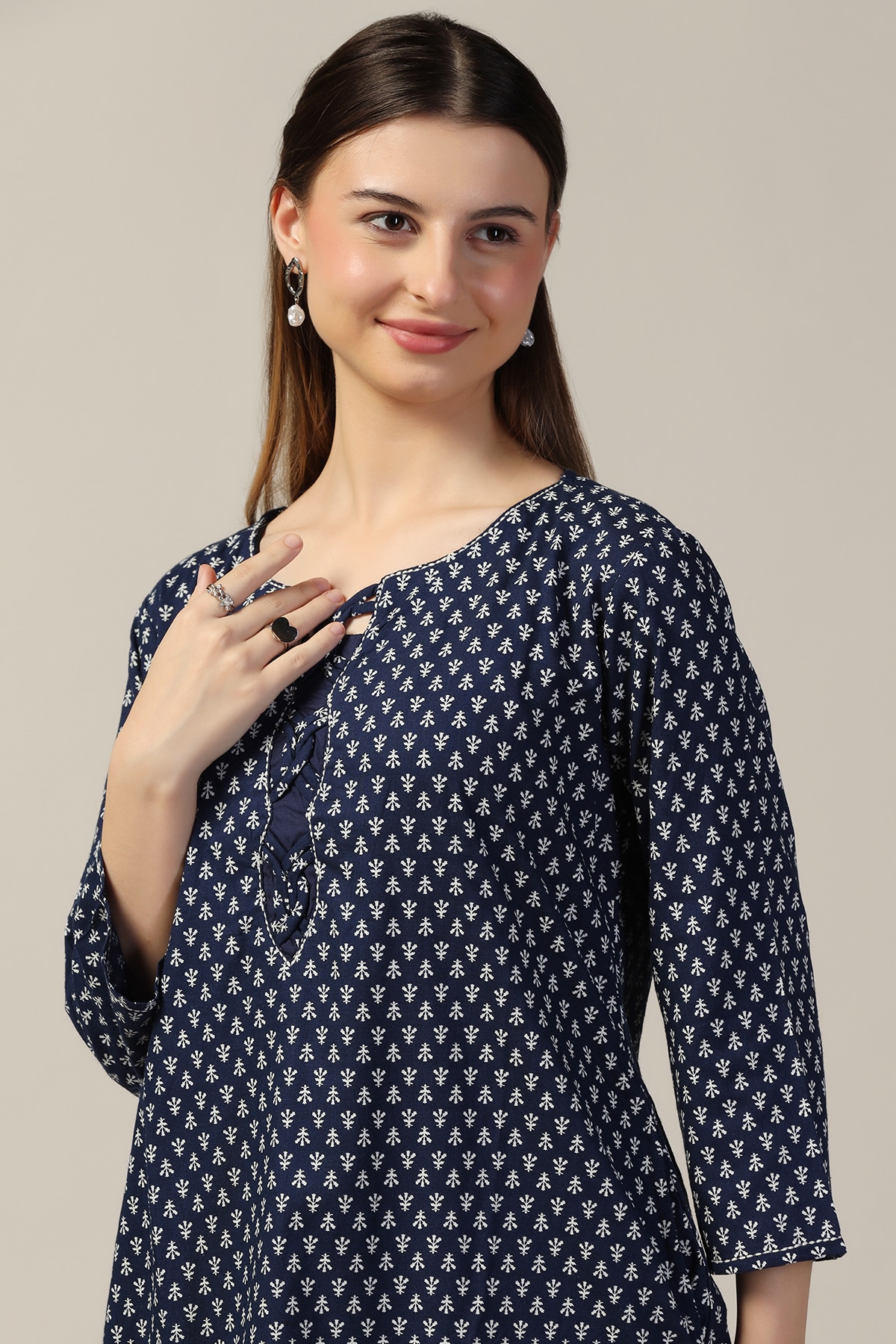 Linen Blue Tops For Women
