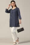 Linen Blue Tops For Women