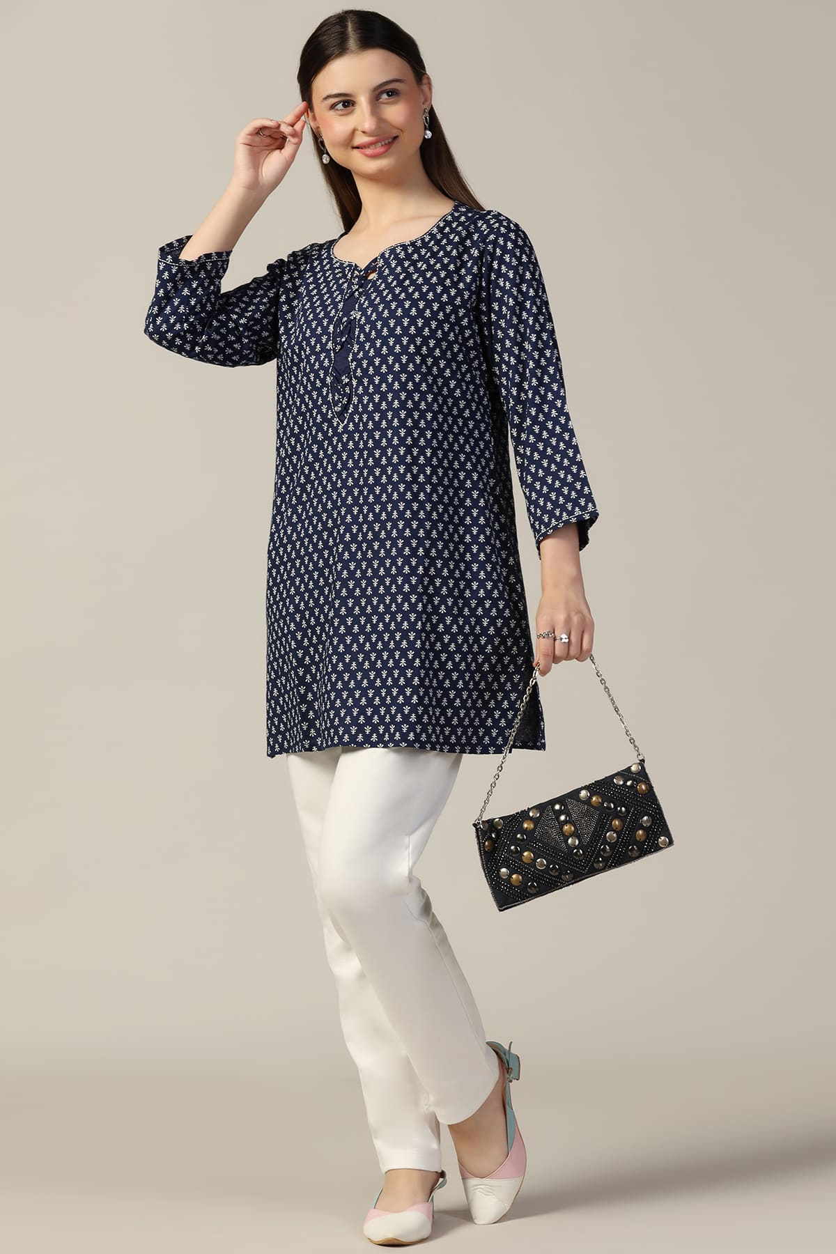 Linen Blue Tops For Women