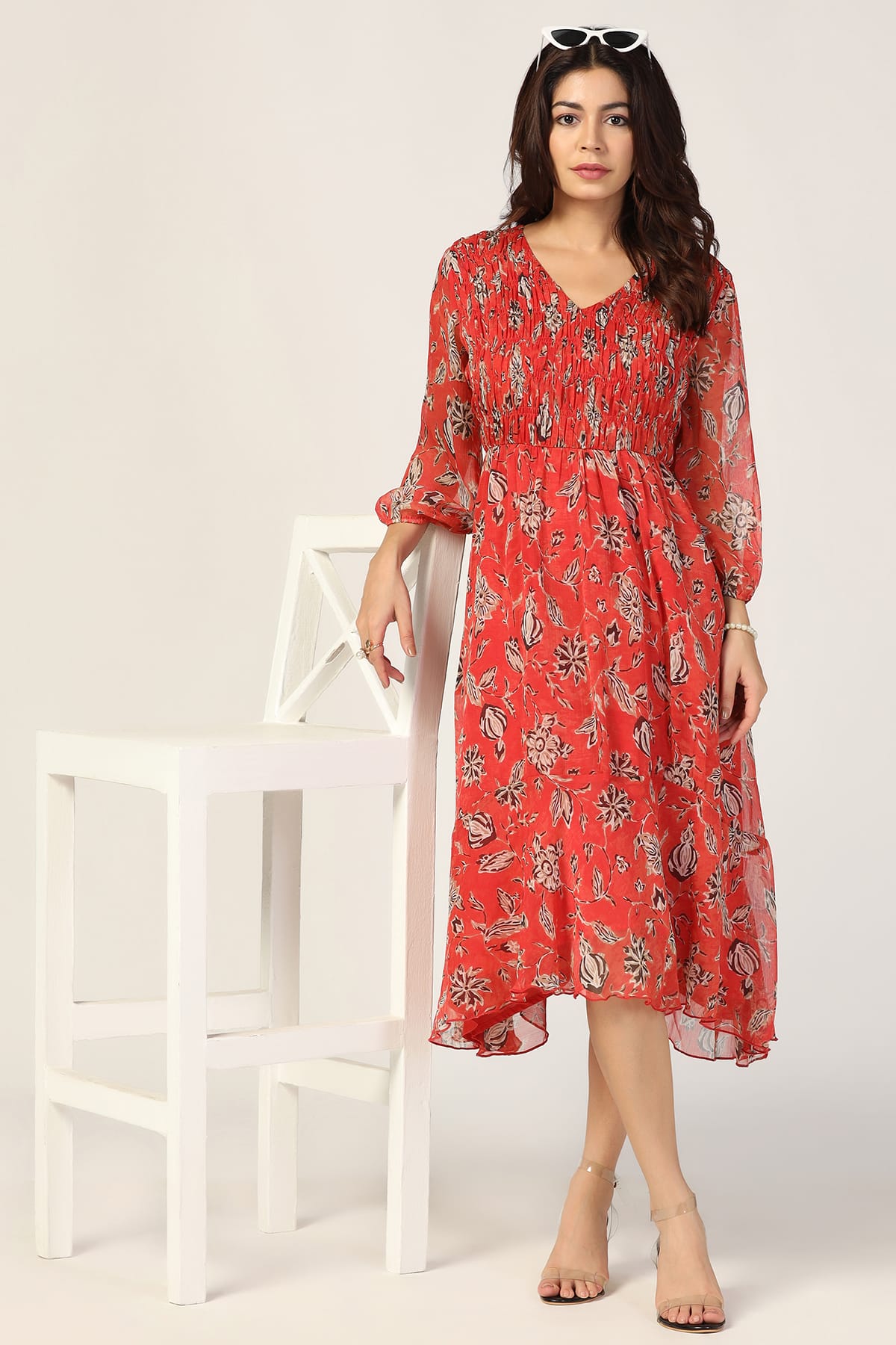 Printed Red Printed Dress For Women