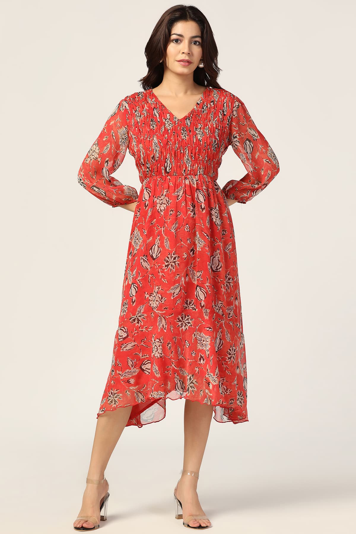 Printed Red Printed Dress For Women