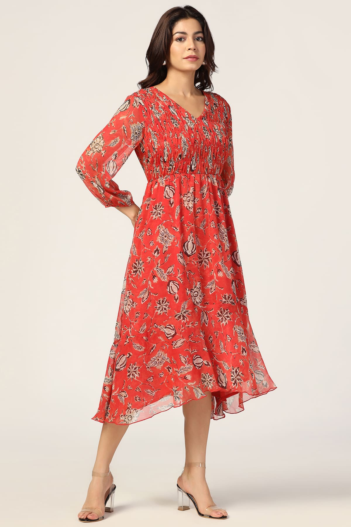 Printed Red Printed Dress For Women