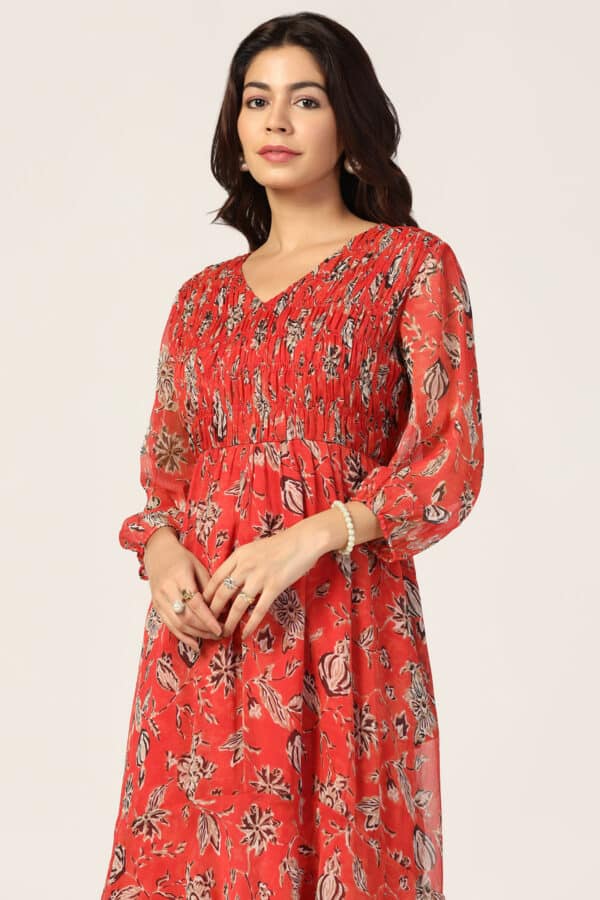 Printed Red Printed Dress For Women