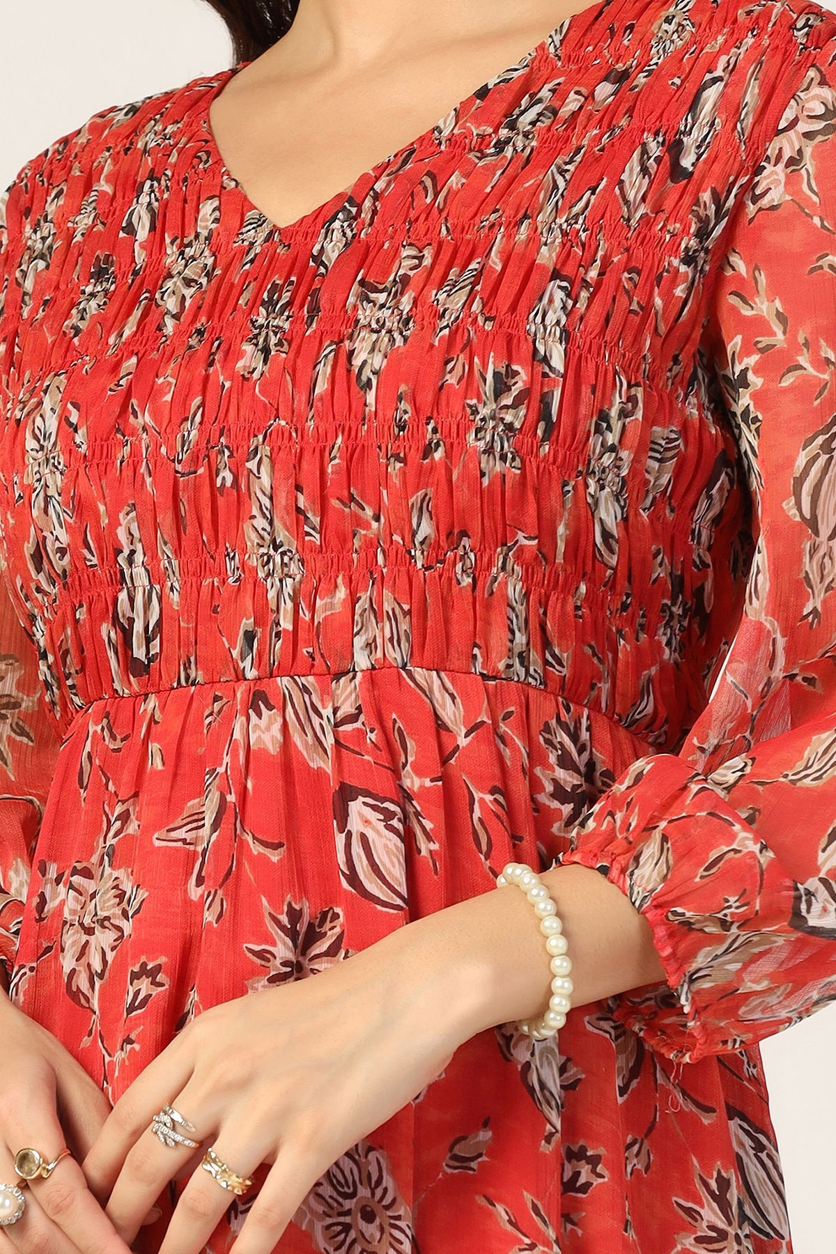 Printed Red Printed Dress For Women