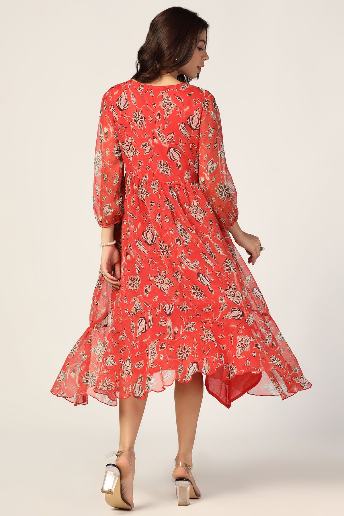 Printed Red Printed Dress For Women