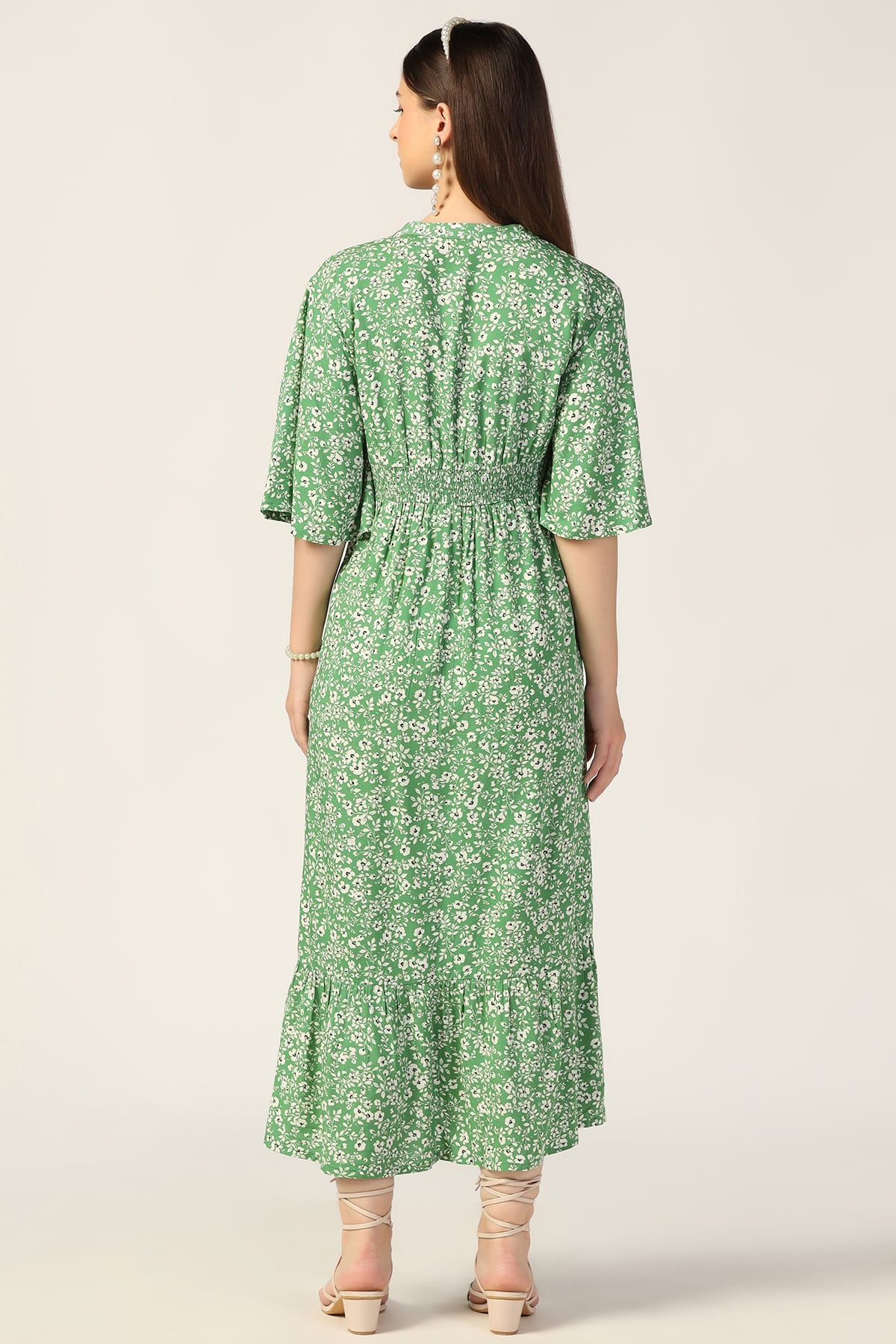 Green Colour Maxi Dress For Women