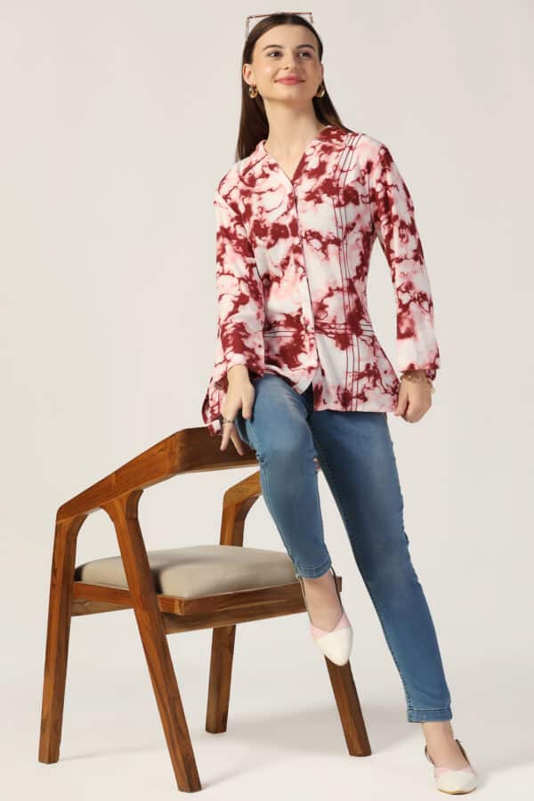 Printed Maroon Shirt For Women