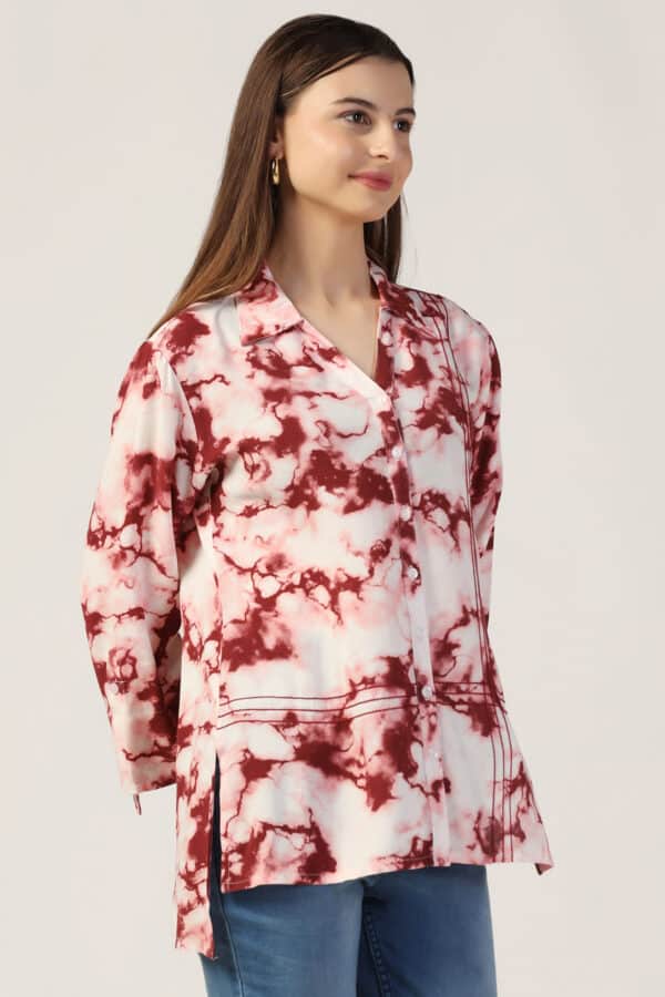 Printed Maroon Shirt For Women
