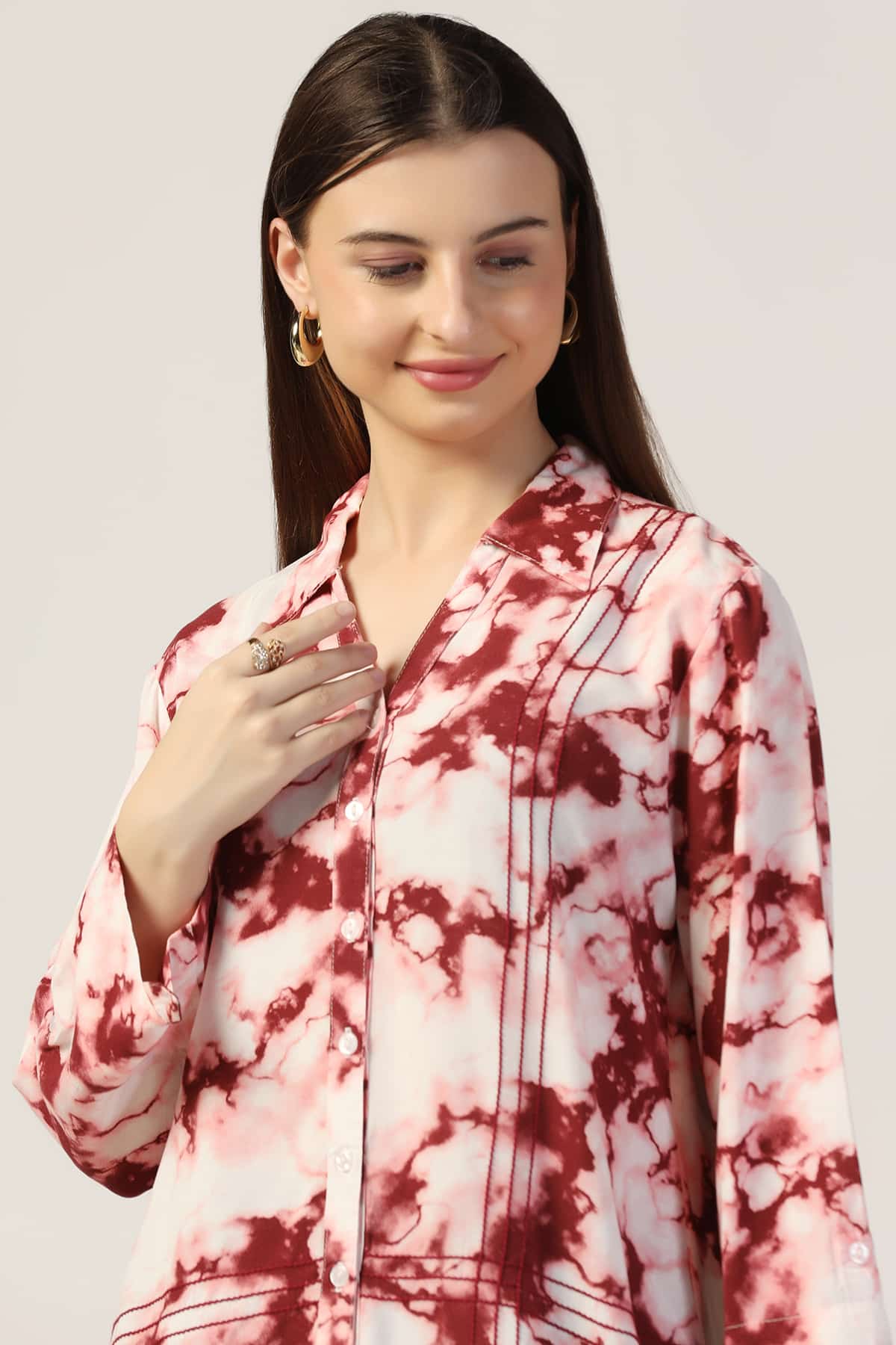 Printed Maroon Shirt For Women