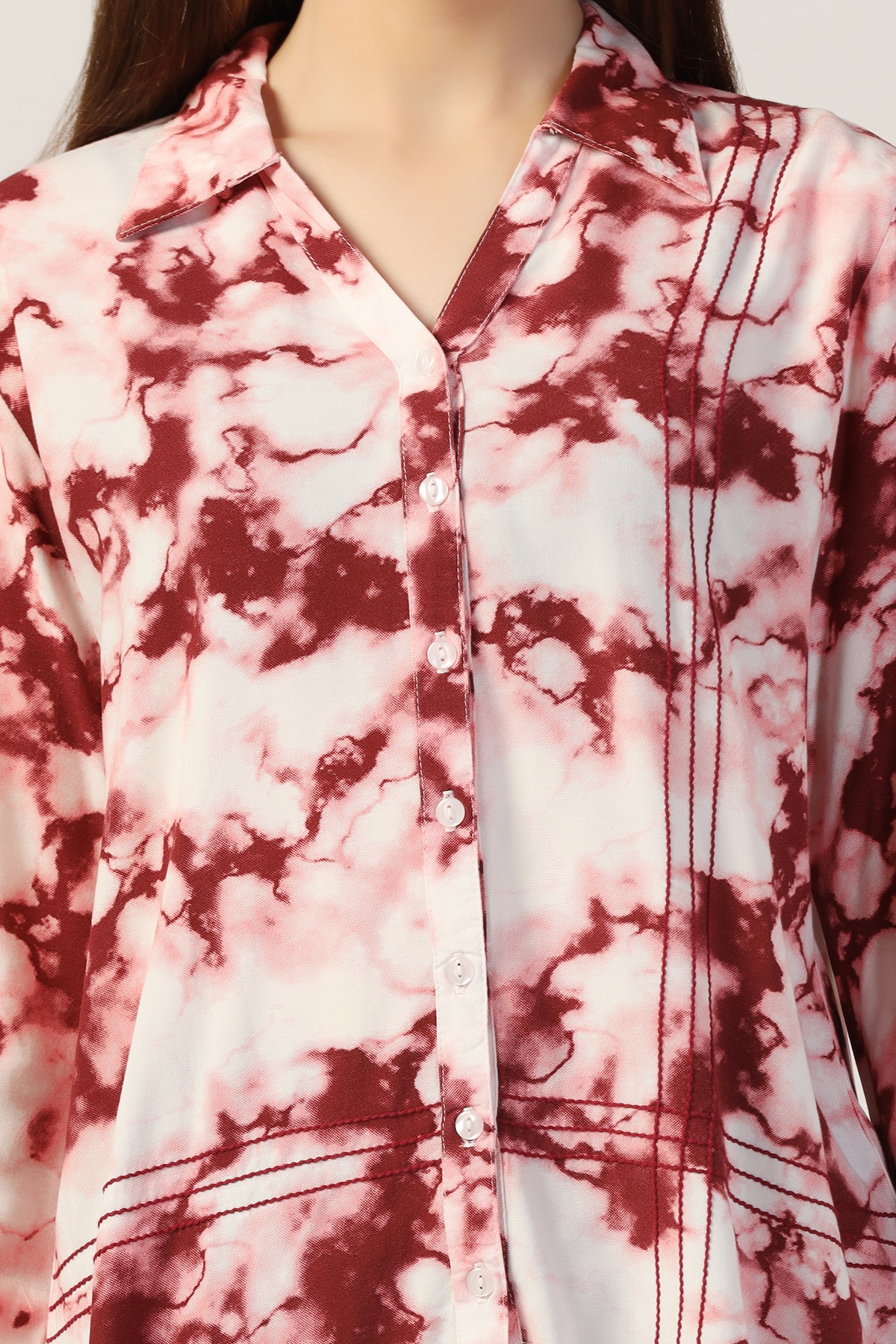 Printed Maroon Shirt For Women