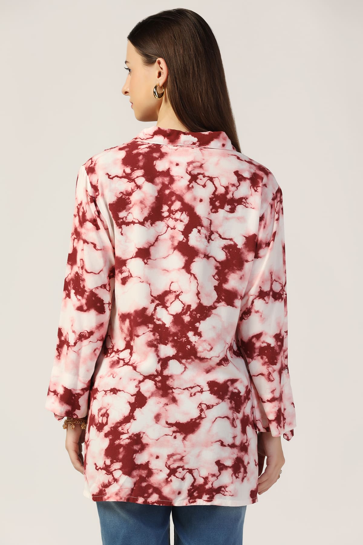 Printed Maroon Shirt For Women