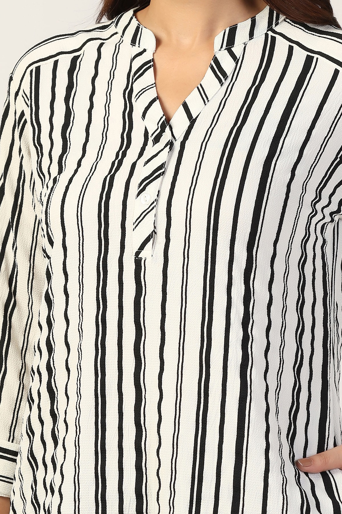 Striped White Tunic For Ladies