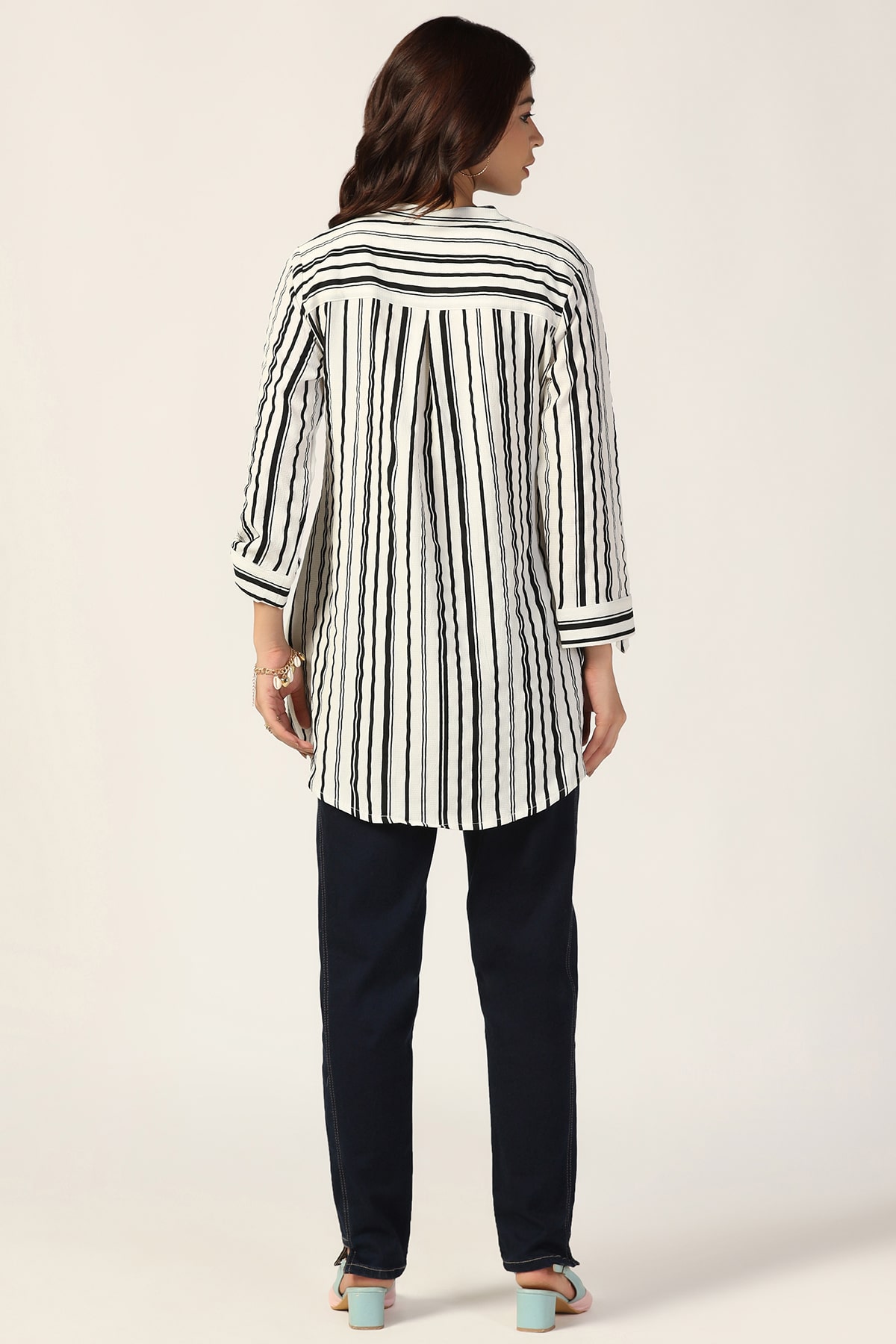 Striped White Tunic For Ladies