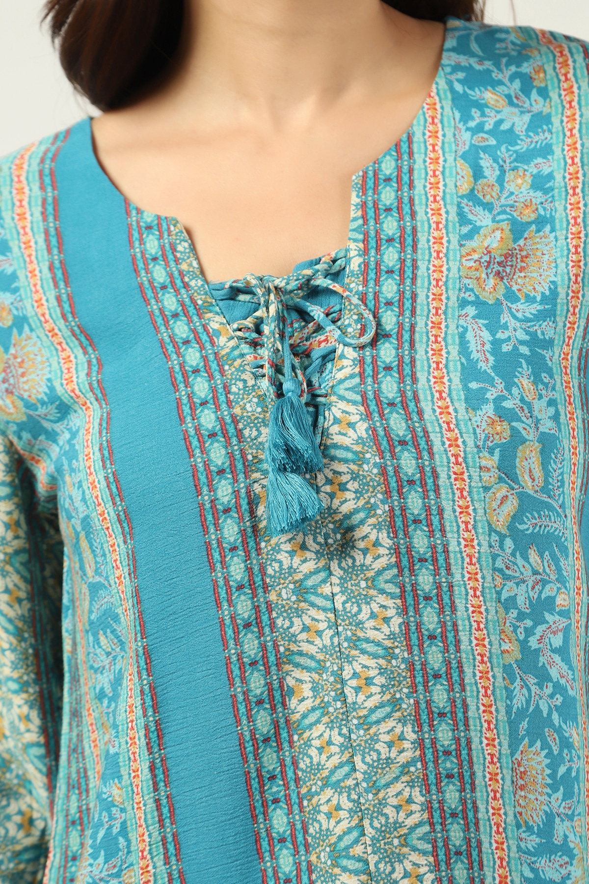 Printed Teal Tops For Women