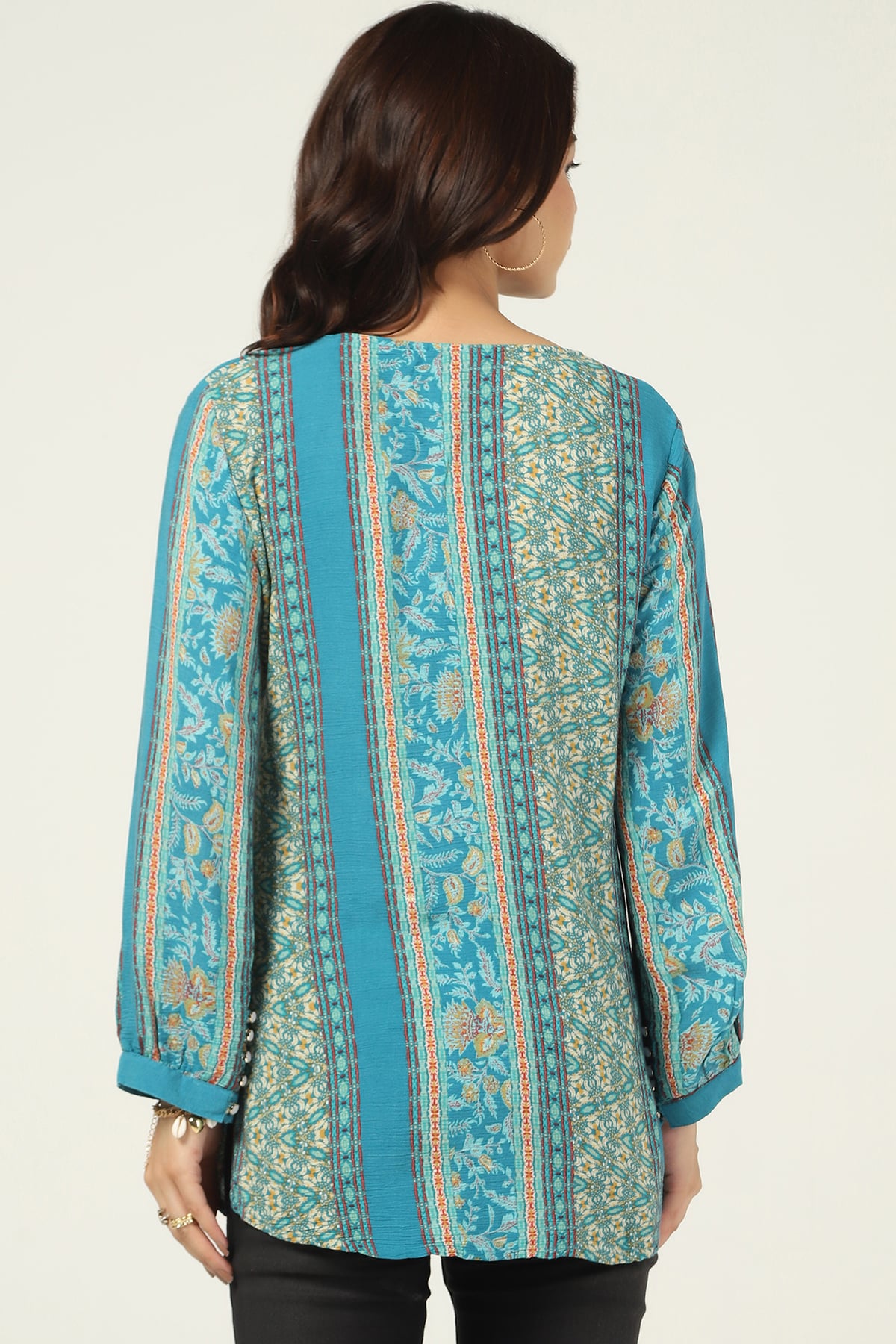 Printed Teal Tops For Women