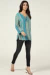 Printed Teal Tops For Women