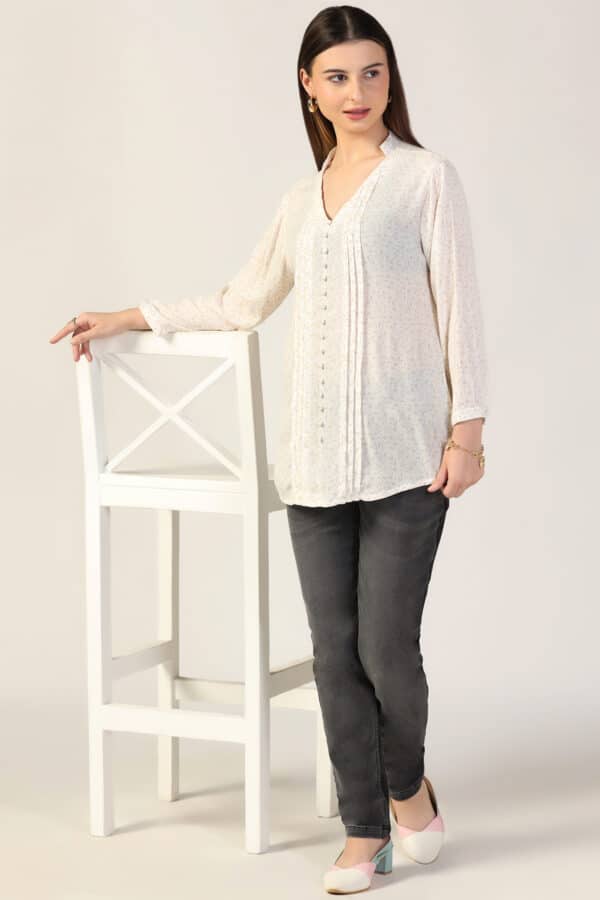 Printed White Top For Women
