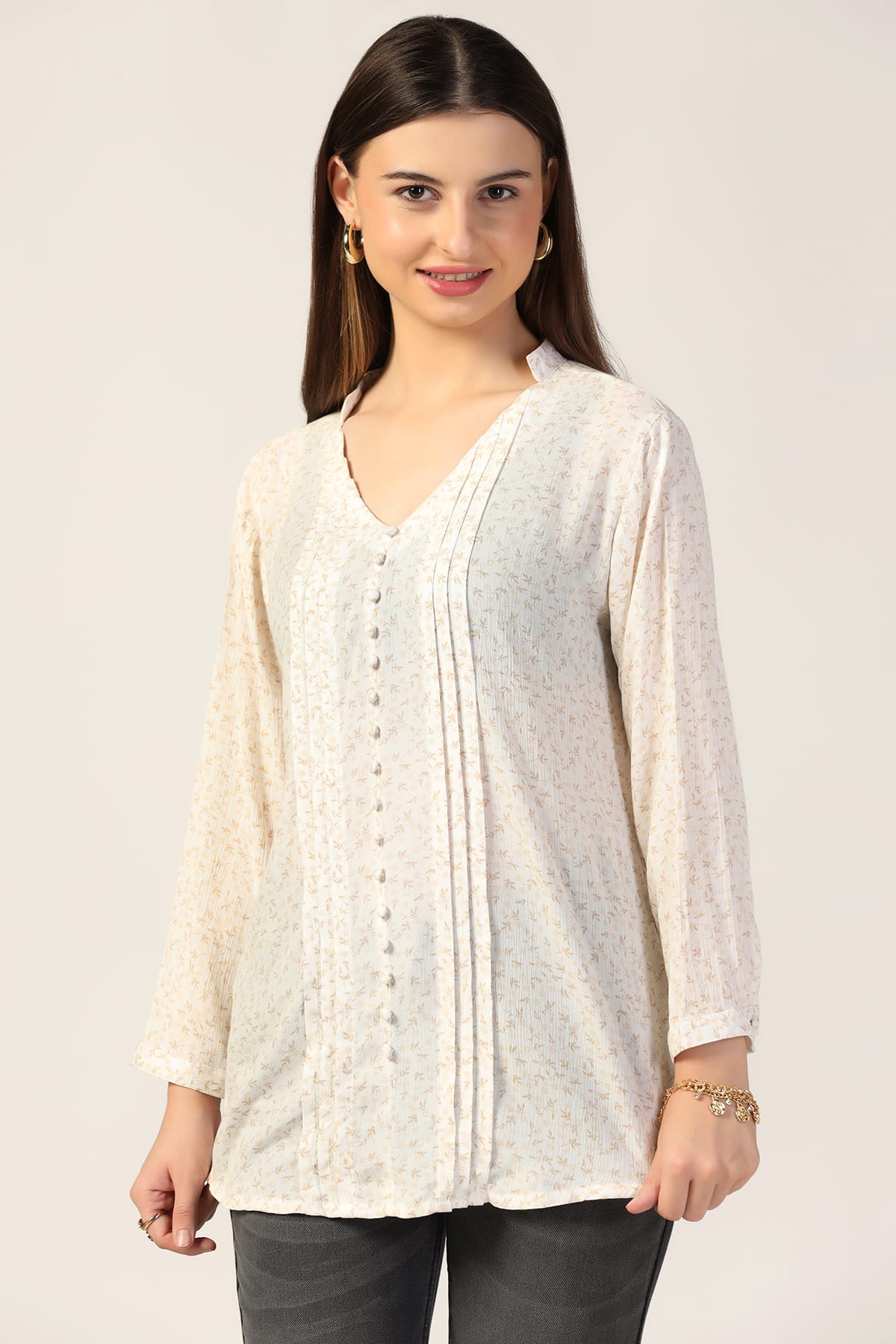 Printed White Top For Women