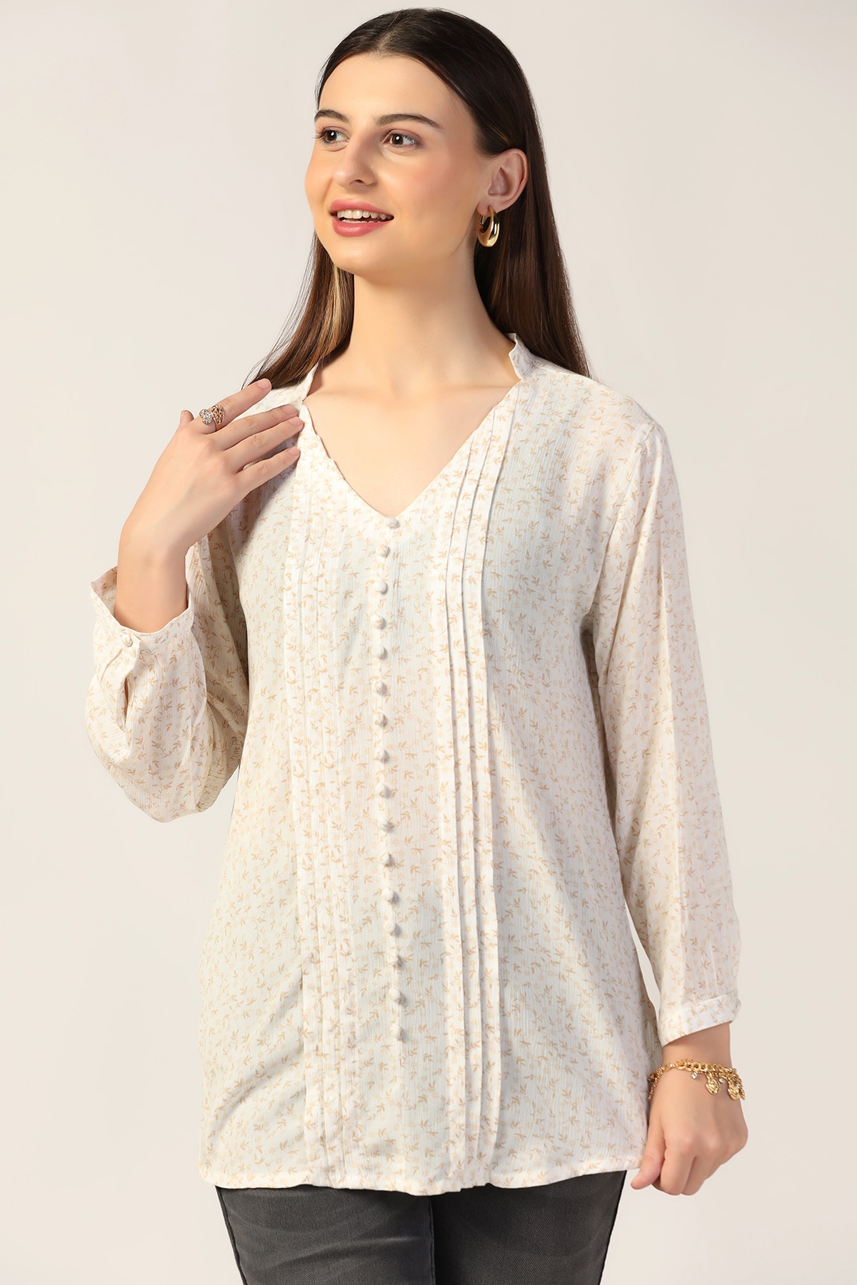 Printed White Top For Women