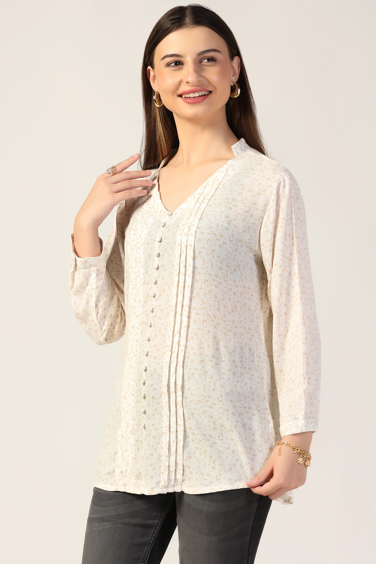 Printed White Top For Women