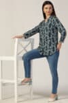 Blue Printed Shirt Women