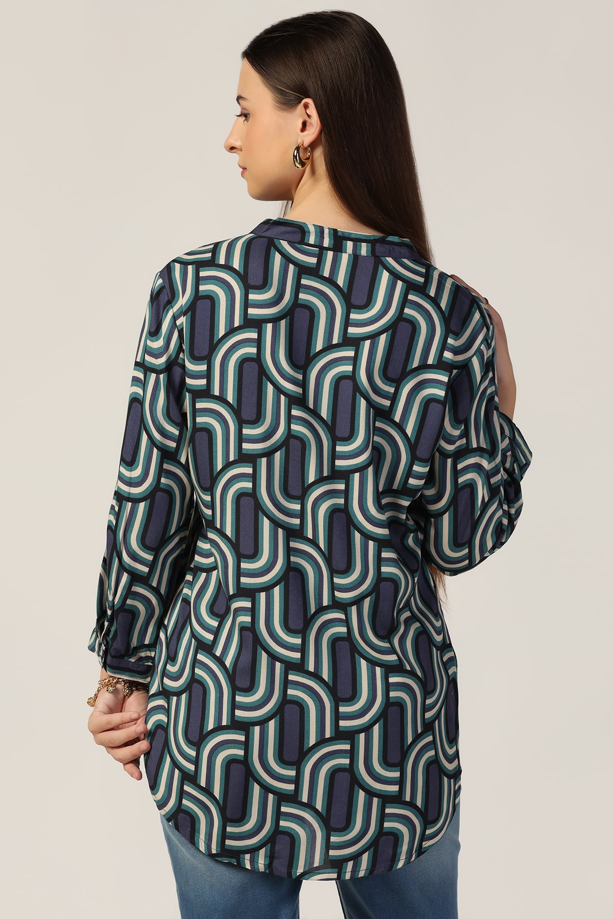 Blue Printed Shirt Women