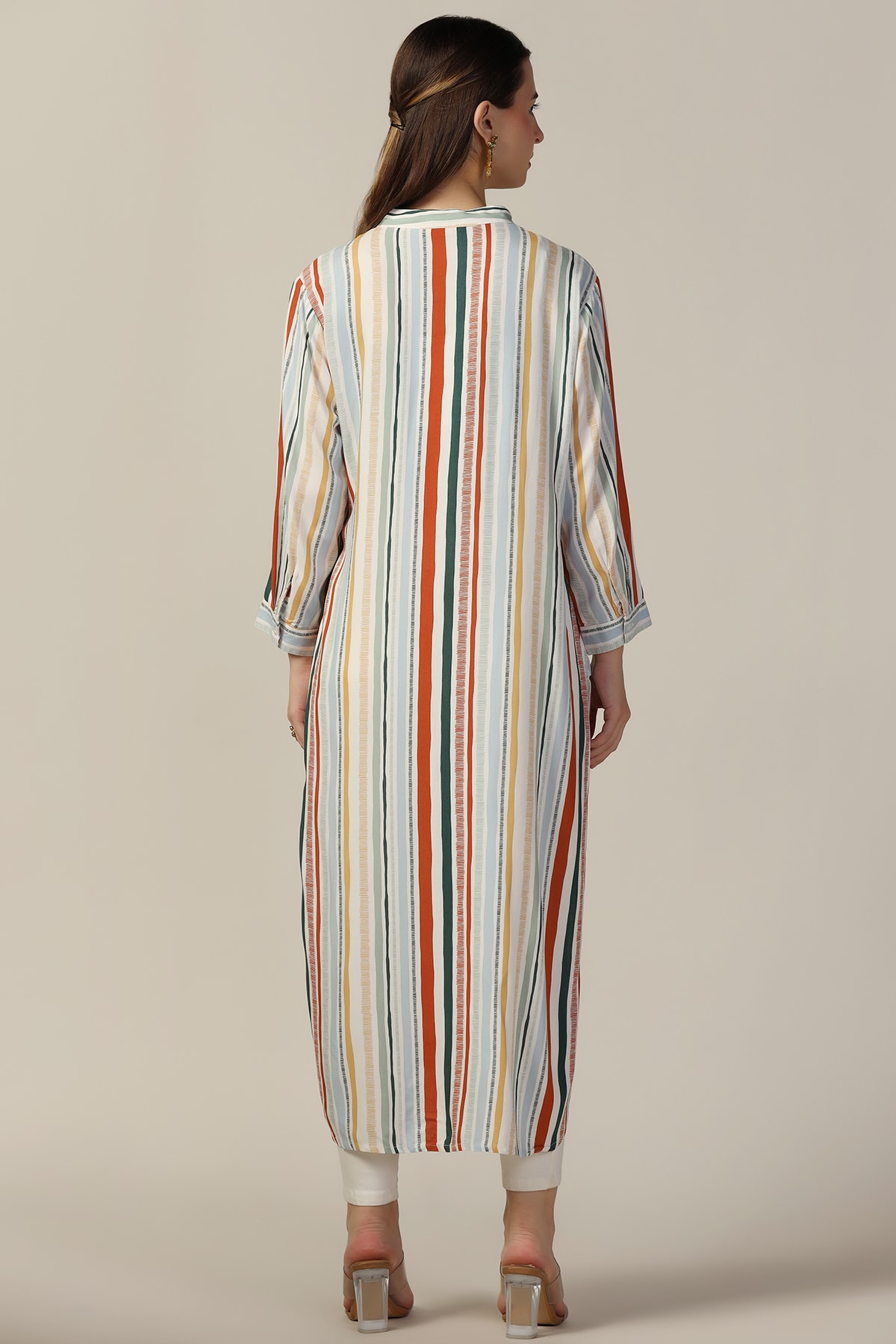 Striped Light Grey Kurtis For Women