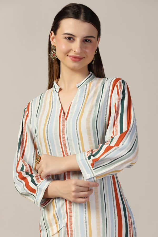 Striped Light Grey Kurtis For Women