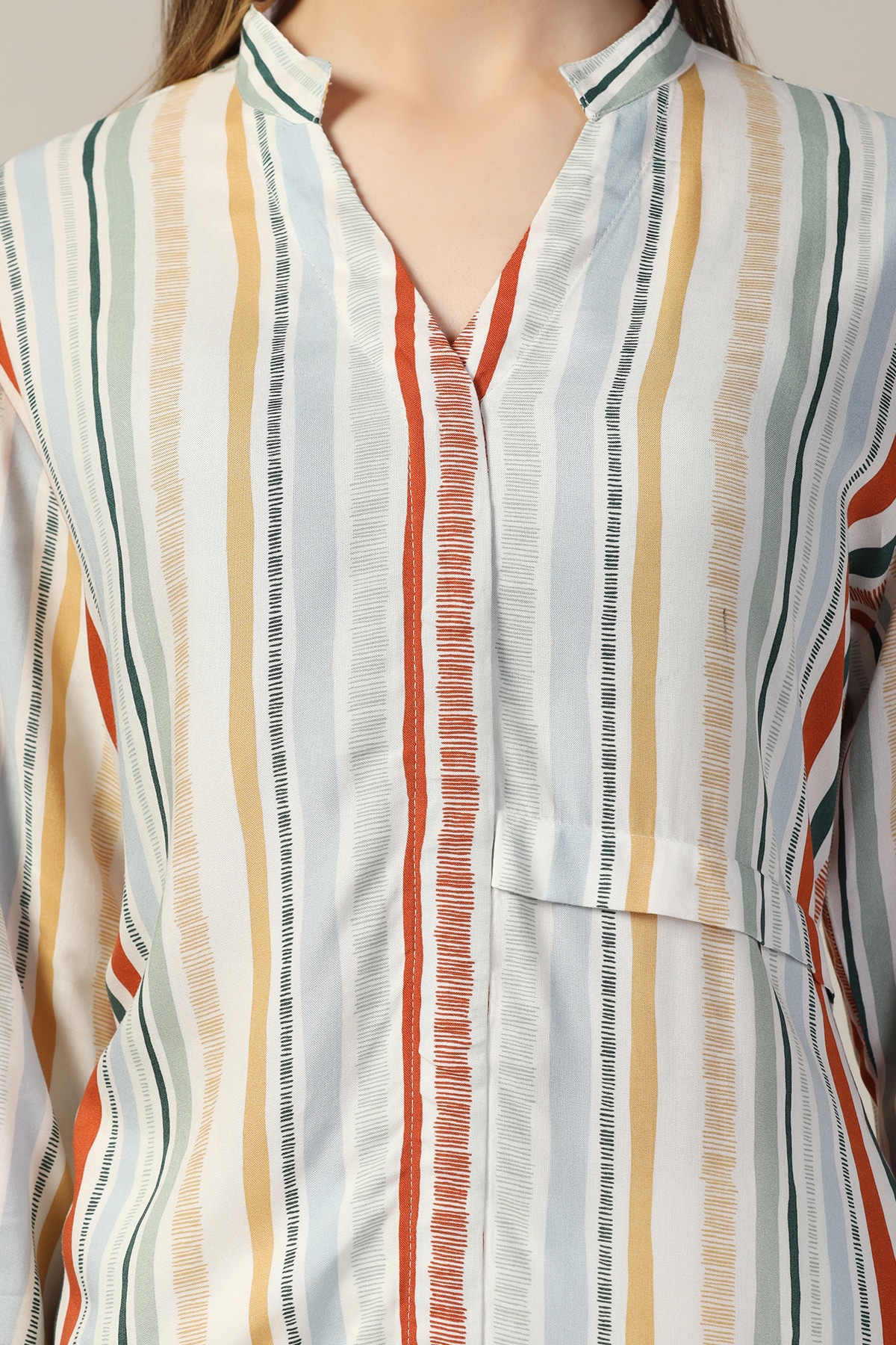 Striped Light Grey Kurtis For Women