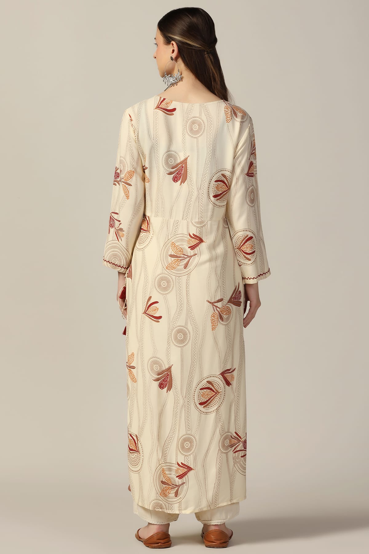 Off White Print Kurta For Women