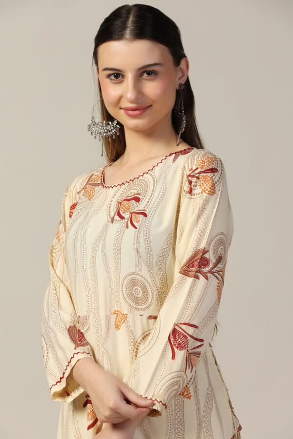 Off White Print Kurta For Women