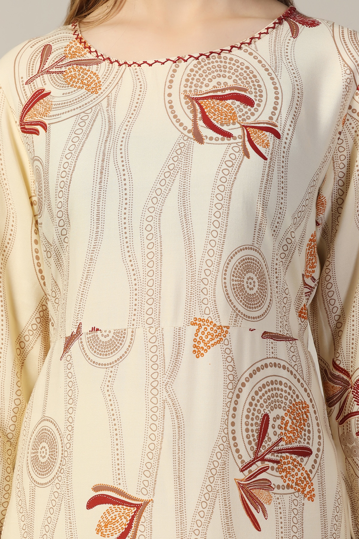 Off White Print Kurta For Women