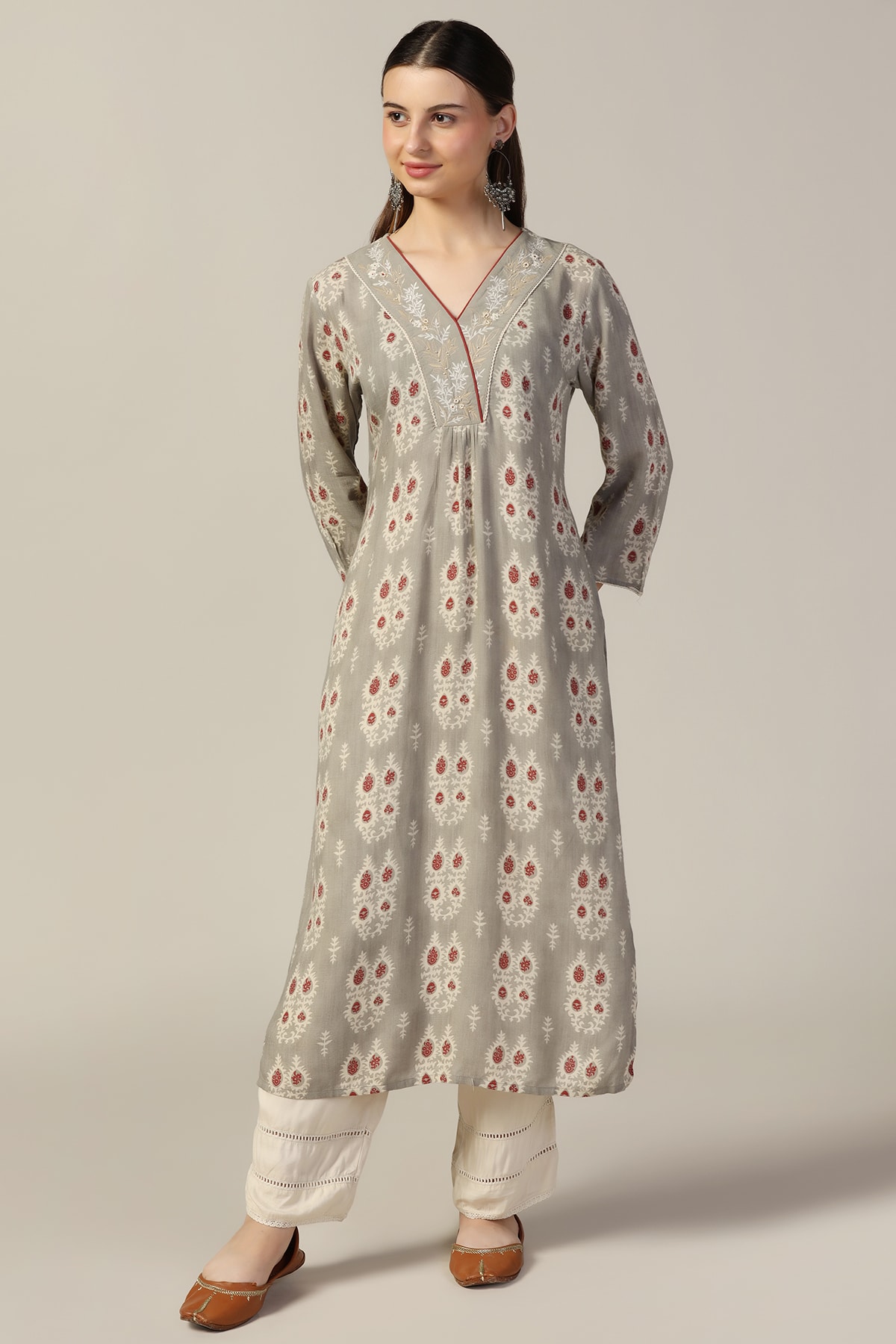 Printed Gray Colour Kurti For Women