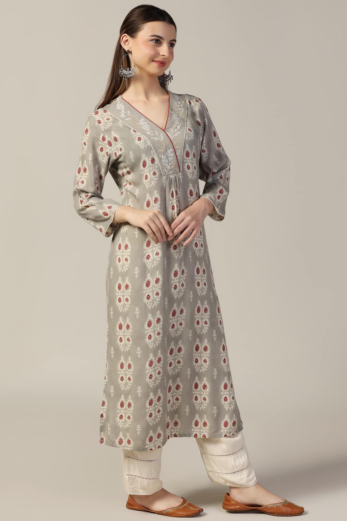 Printed Gray Colour Kurti For Women